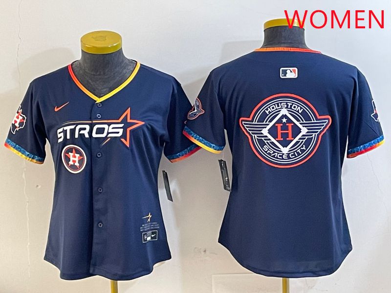 Women Houston Astros Blank Drak Blue Fourth generation Joint Name 2025 Nike MLB Jersey style 18->women mlb jersey->Women Jersey